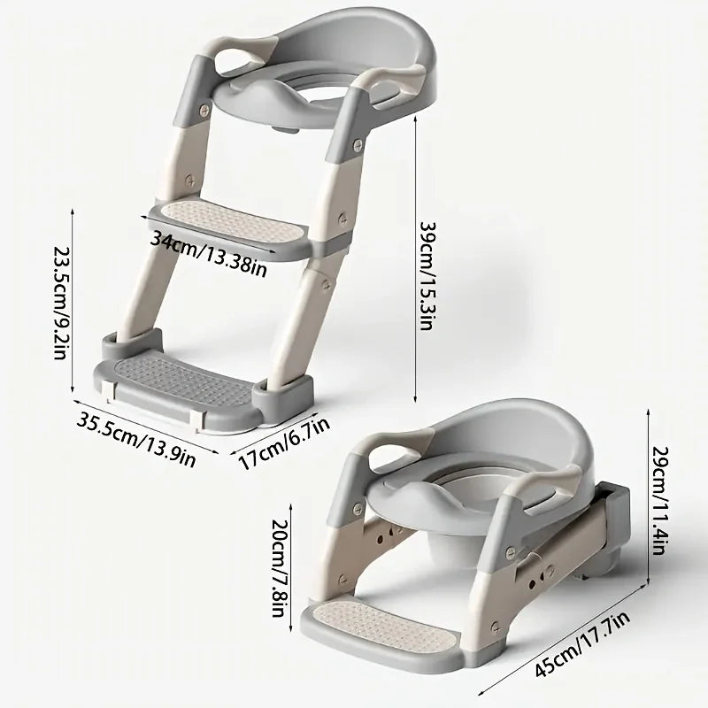 Portable childrens  Potty Training Toilet Seat - Adjustable, Foldable Step Stool