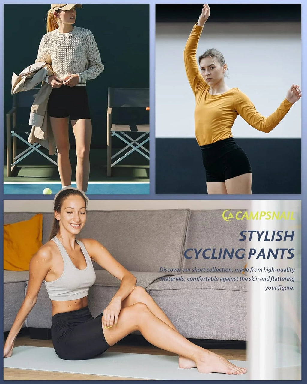 5pcs women's high-waisted cycling shorts