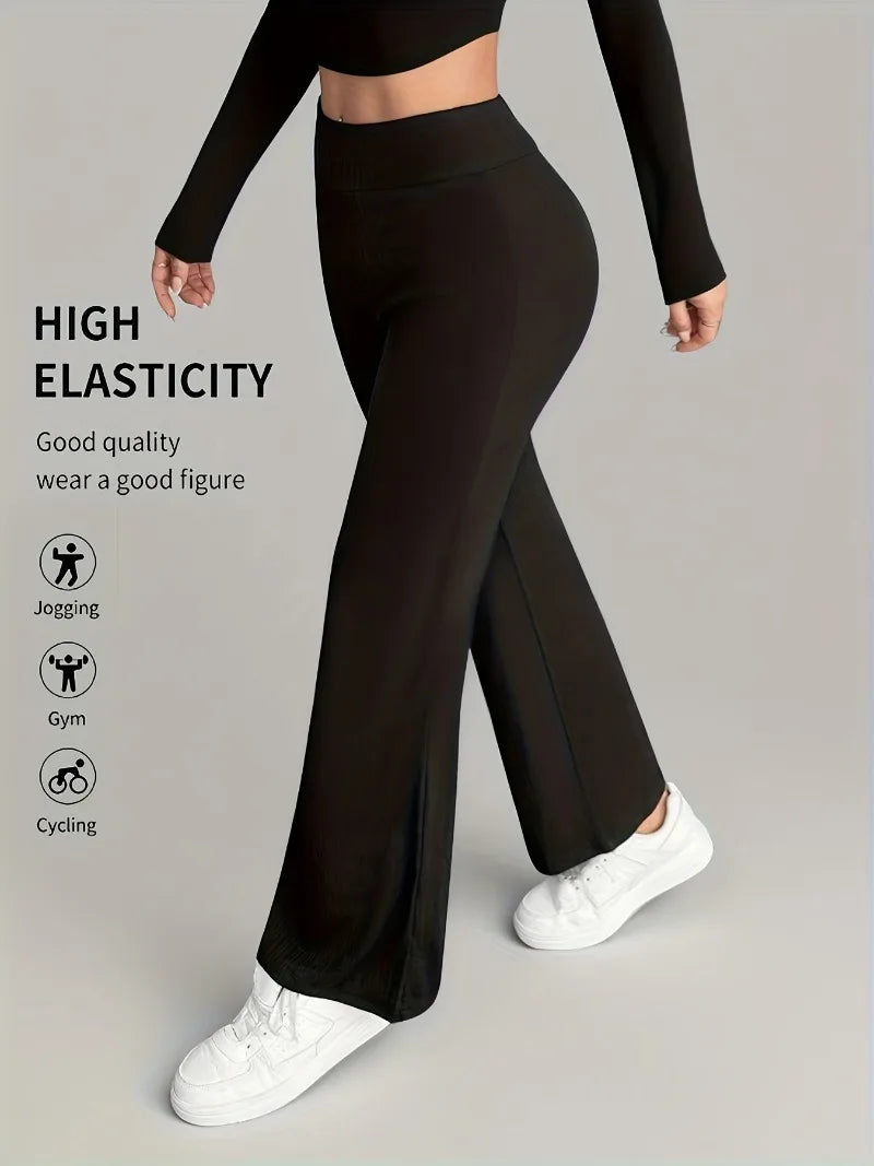 Women's High-Waisted Brushed Wide Leg Pants.