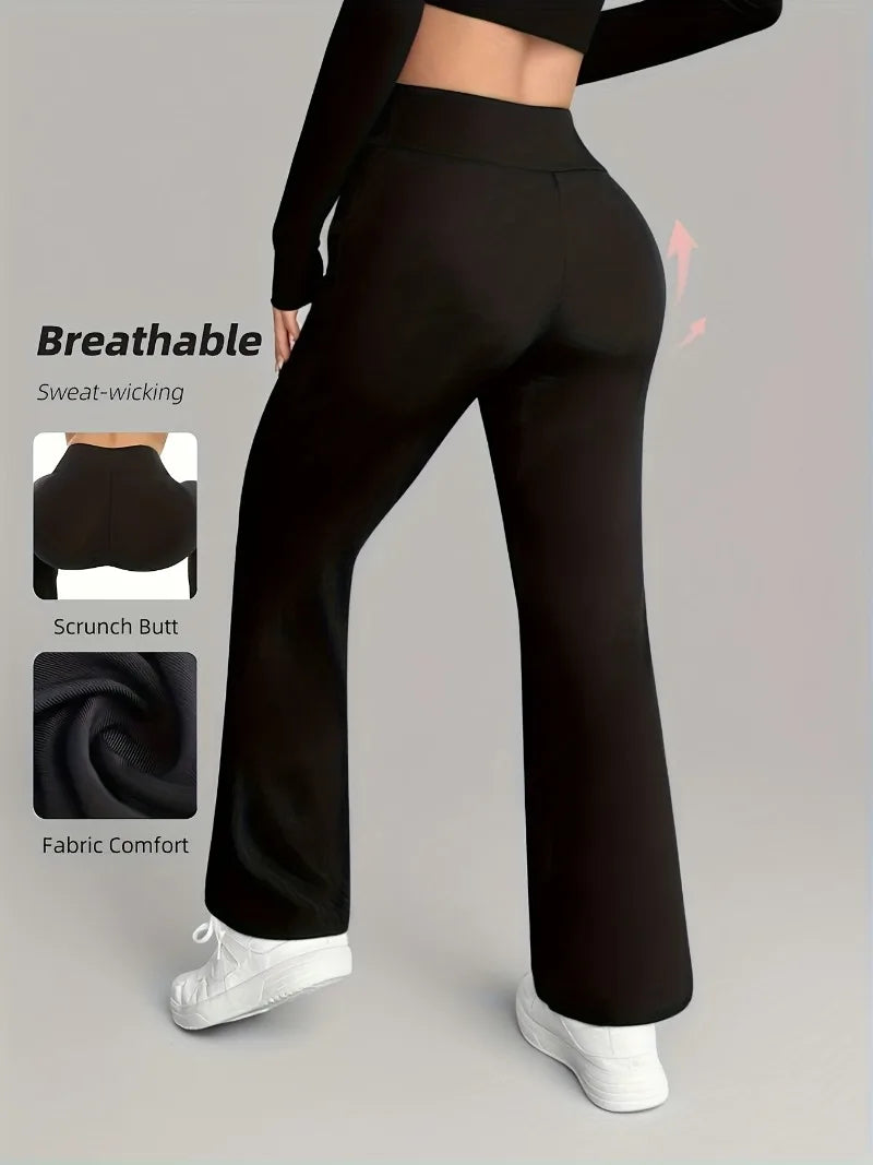 Women's High-Waisted Brushed Wide Leg Pants.