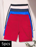 5pcs women's high-waisted cycling shorts