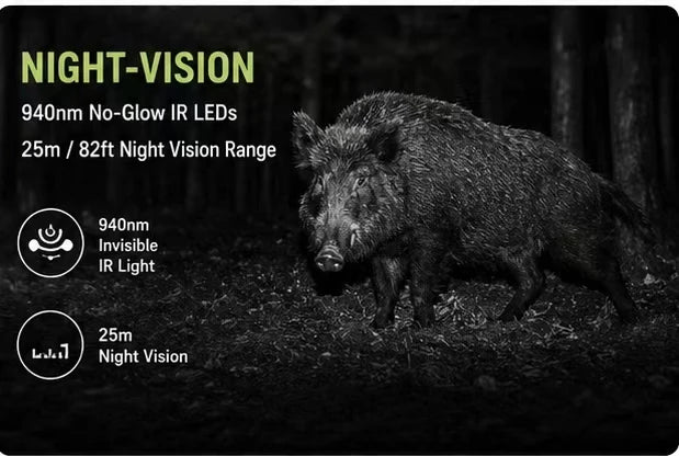 waterproof Solar Wildlife 50MP 4K Video Trail Camera with Night Vision
