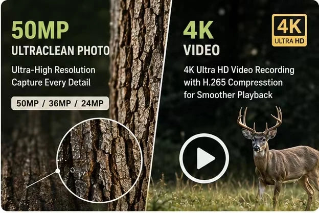 waterproof Solar Wildlife 50MP 4K Video Trail Camera with Night Vision