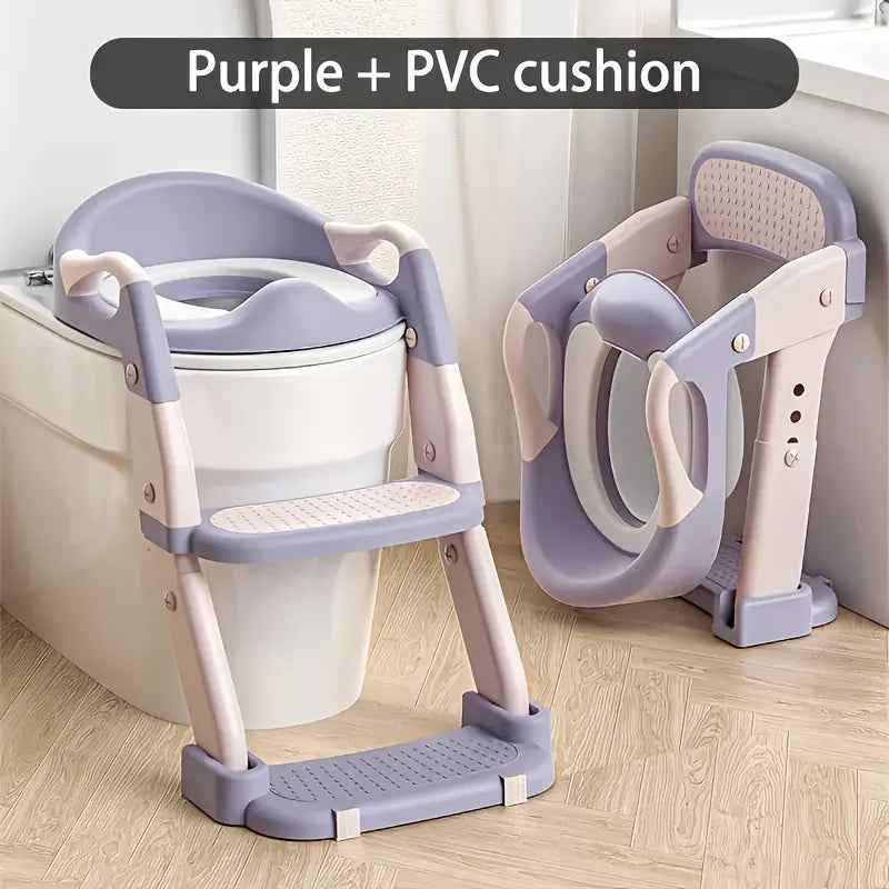 Portable childrens  Potty Training Toilet Seat - Adjustable, Foldable Step Stool