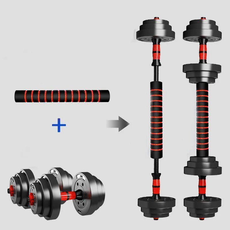 Anti-Slip Grip Adjustable Dumbbell to Barbell Set