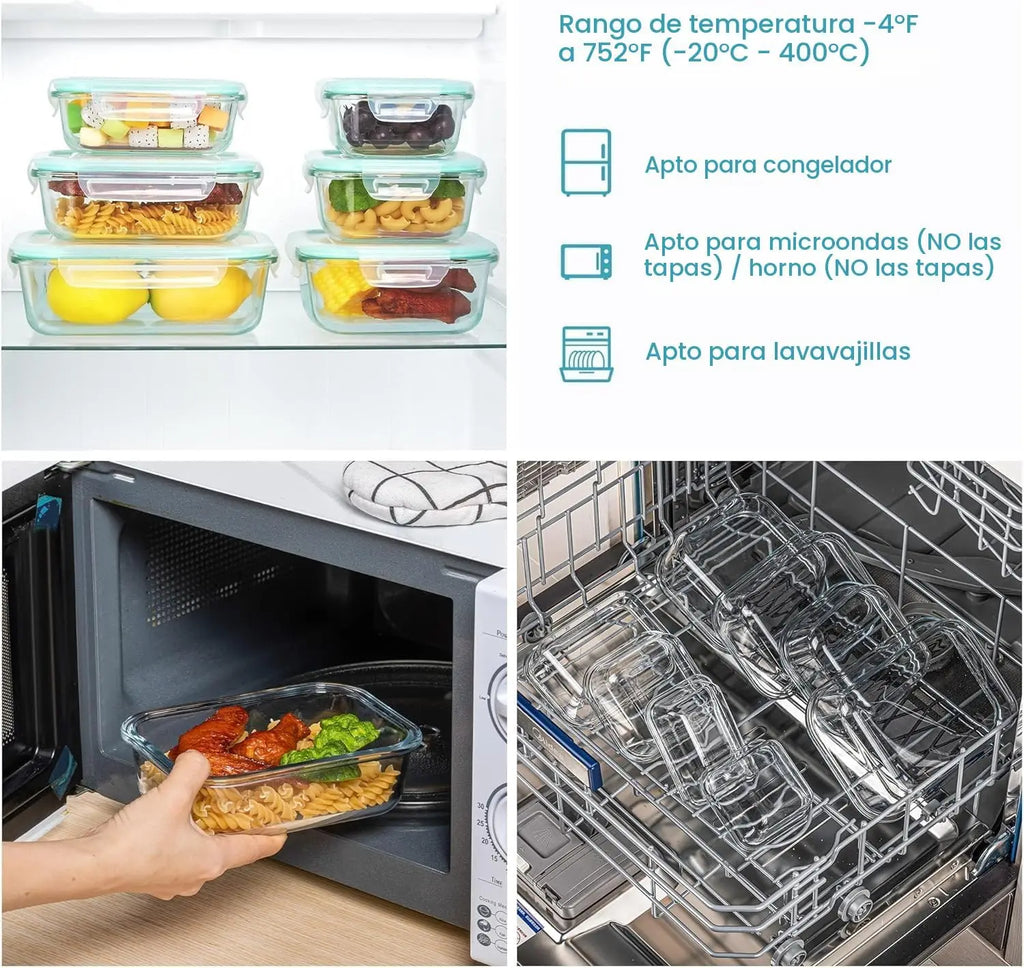 18Pcs Glass Food Storage Containers