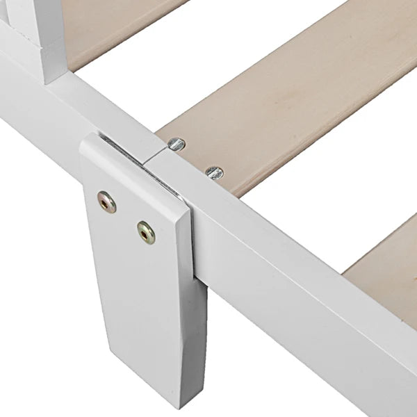 Wooden Baby Toddler Bed Children Bedroom Furniture with Safety Guardrails White