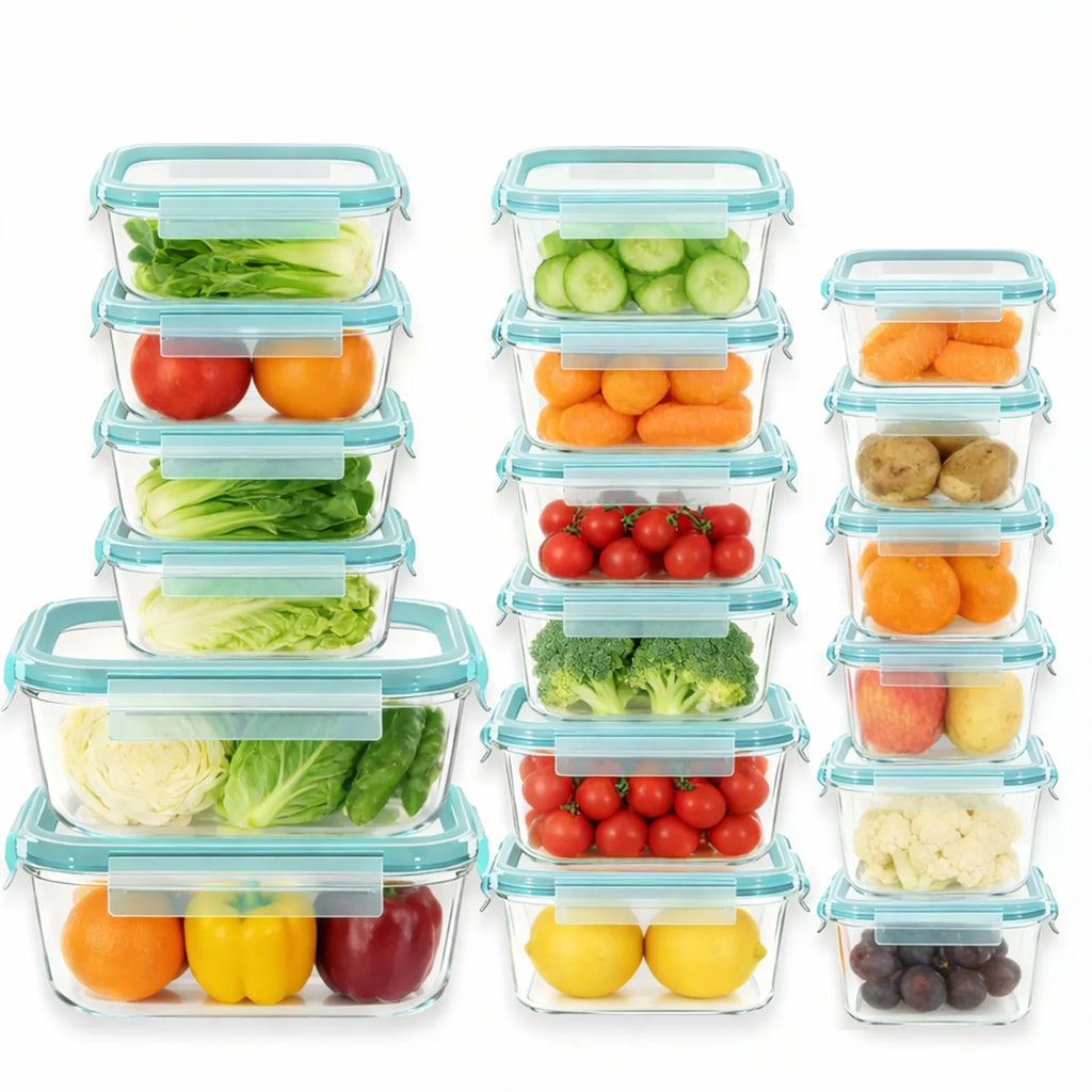 18Pcs Glass Food Storage Containers