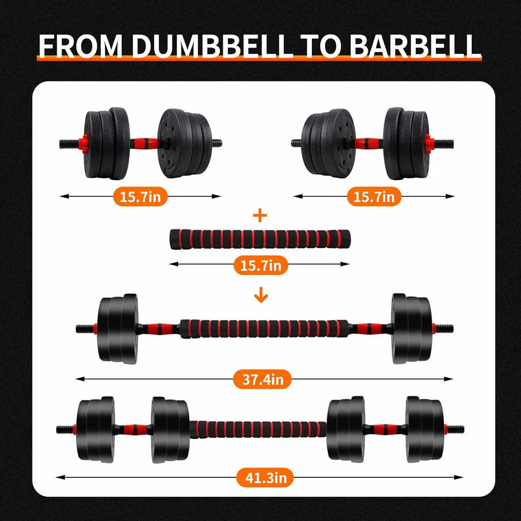 Anti-Slip Grip Adjustable Dumbbell to Barbell Set