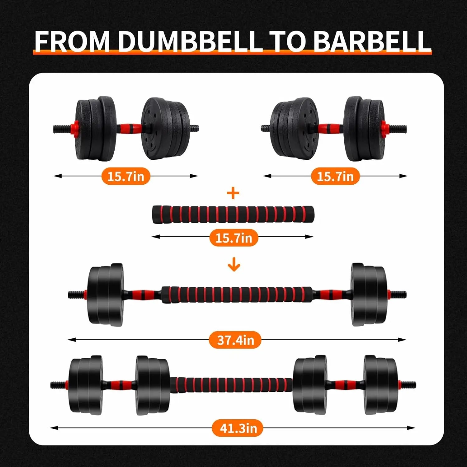 Anti-Slip Grip Adjustable Dumbbell to Barbell Set
