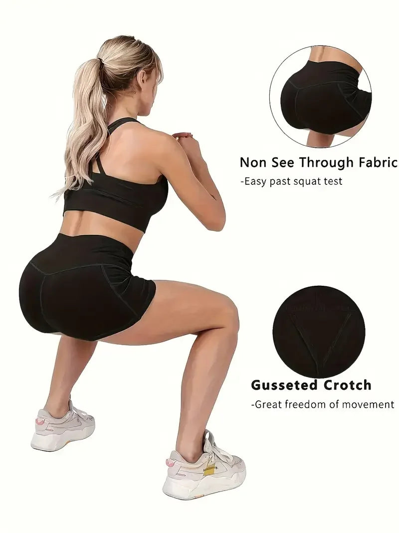 5pcs women's high-waisted cycling shorts