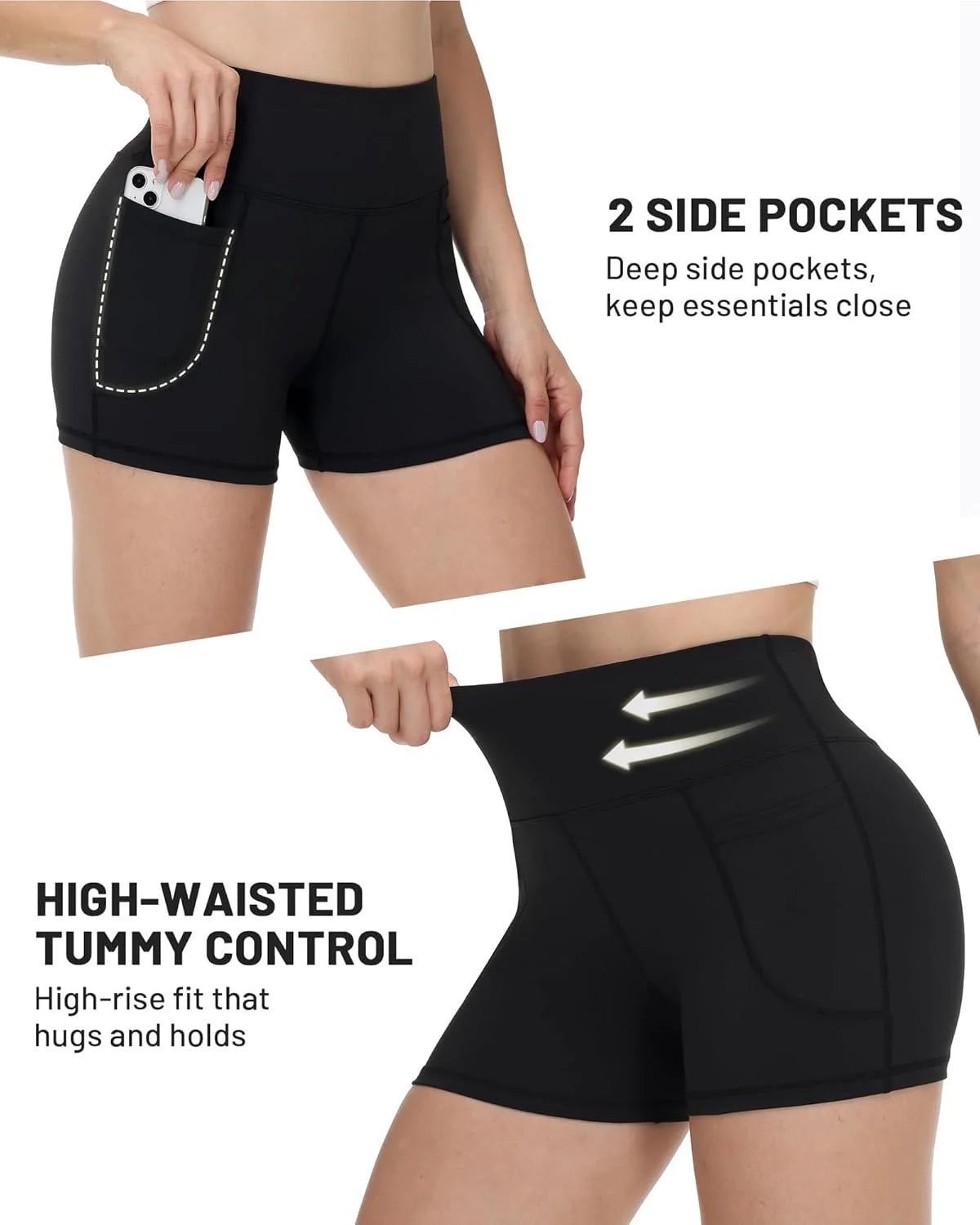 5pcs women's high-waisted cycling shorts