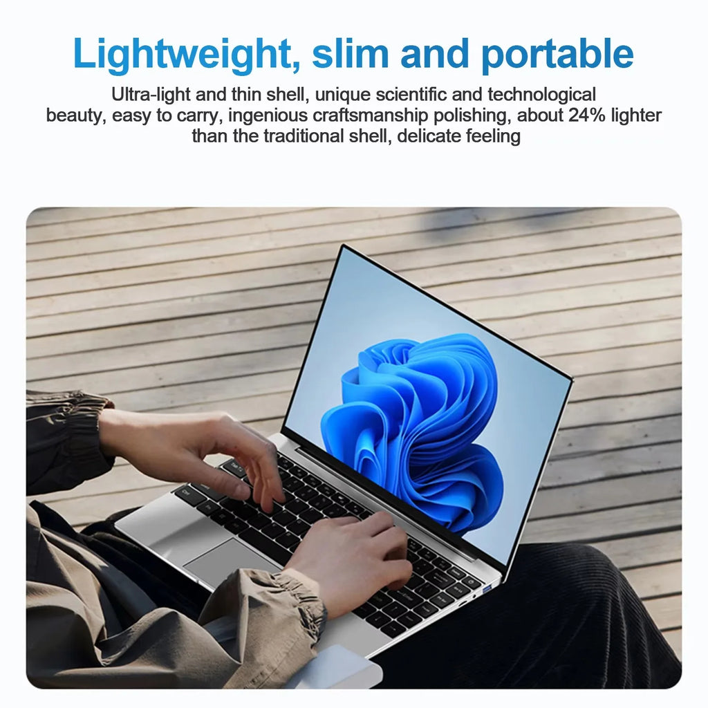 New Ultra Slim Laptop 14.1" 16GB RAM 2TB SSD Intel 4405U Gaming PC 1920*1080 Display Office Study Computer PC Windows 11 Pro