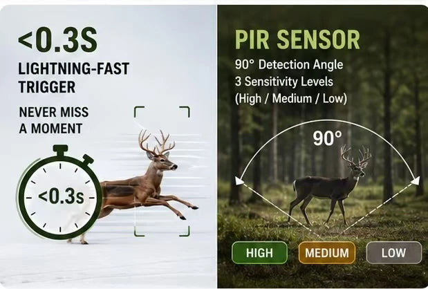 waterproof Solar Wildlife 50MP 4K Video Trail Camera with Night Vision
