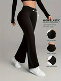 Women's High-Waisted Brushed Wide Leg Pants.