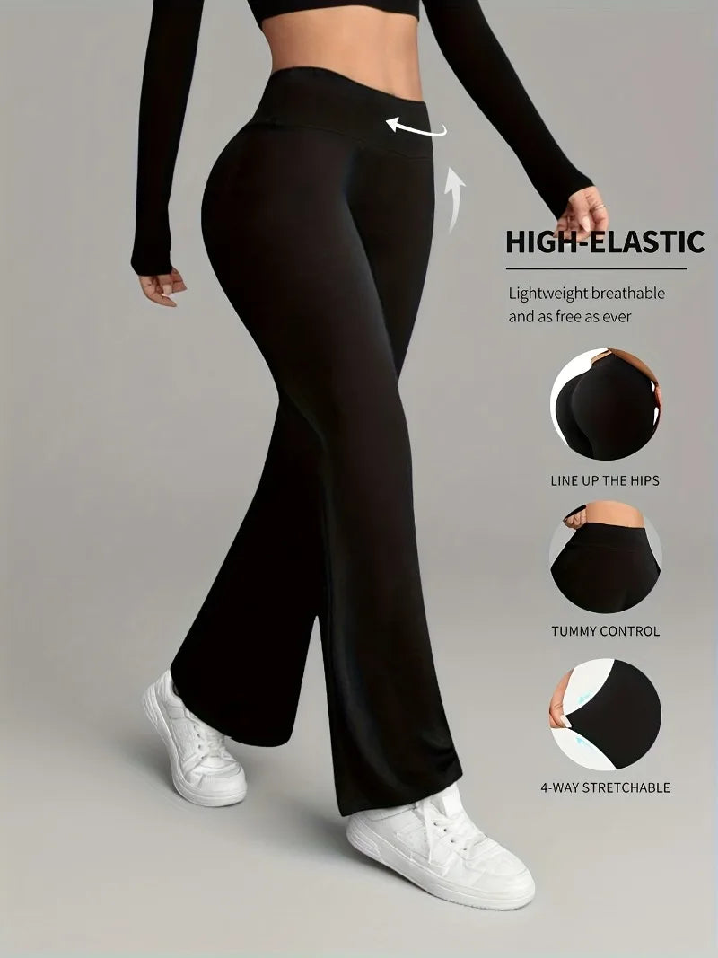 Women's High-Waisted Brushed Wide Leg Pants.