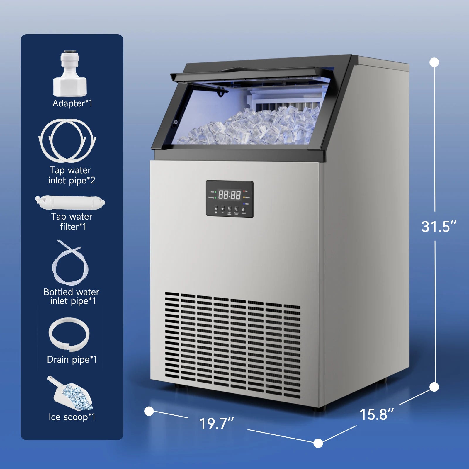 Stainless Steel Commercial Ice Maker Machine