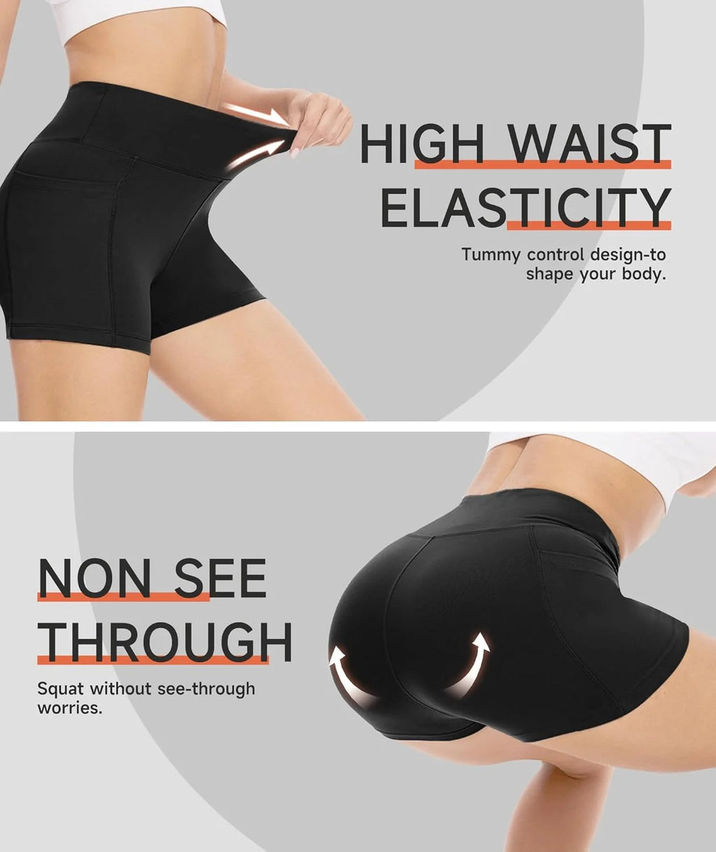 5pcs women's high-waisted cycling shorts