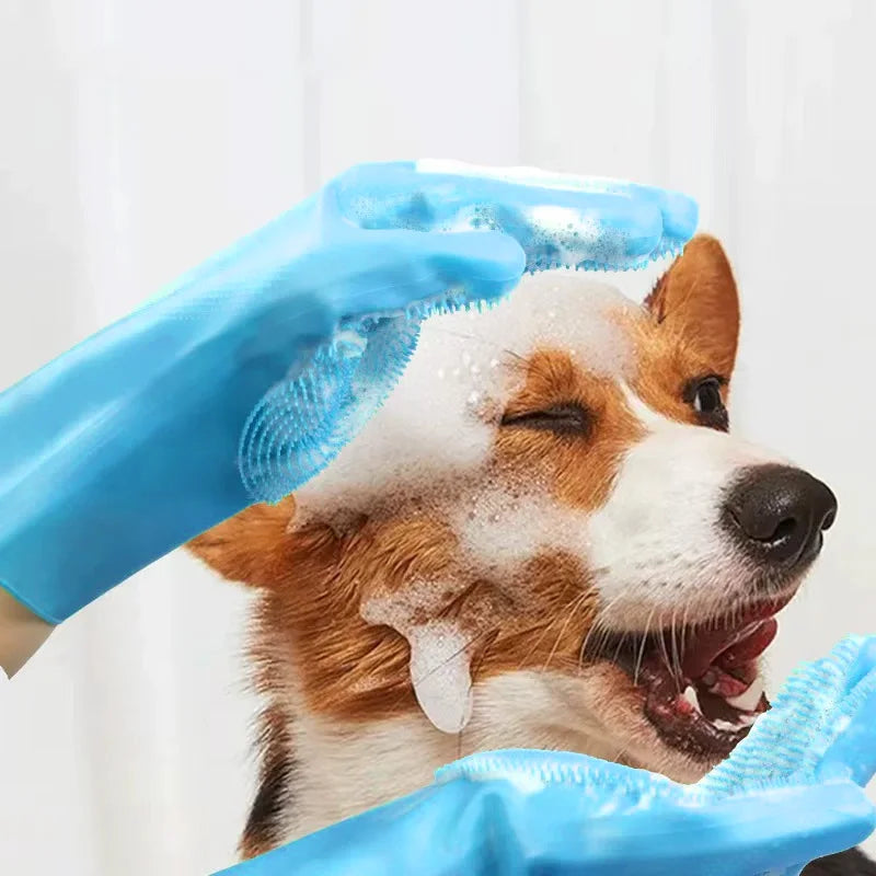 Pet Bathing Glove Silicone Scrubber Mitt for Dogs & Cats