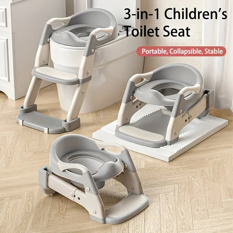 Portable childrens  Potty Training Toilet Seat - Adjustable, Foldable Step Stool
