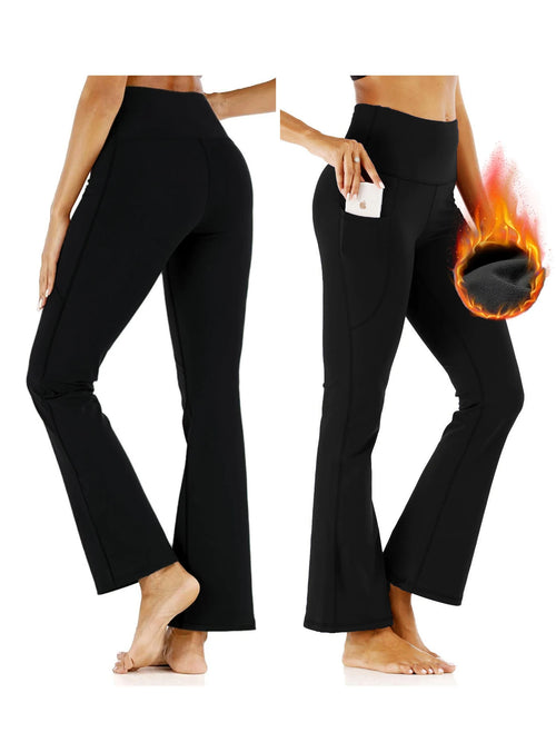 3-Pack Women's High Waist Fleece Flare Leg Pants,