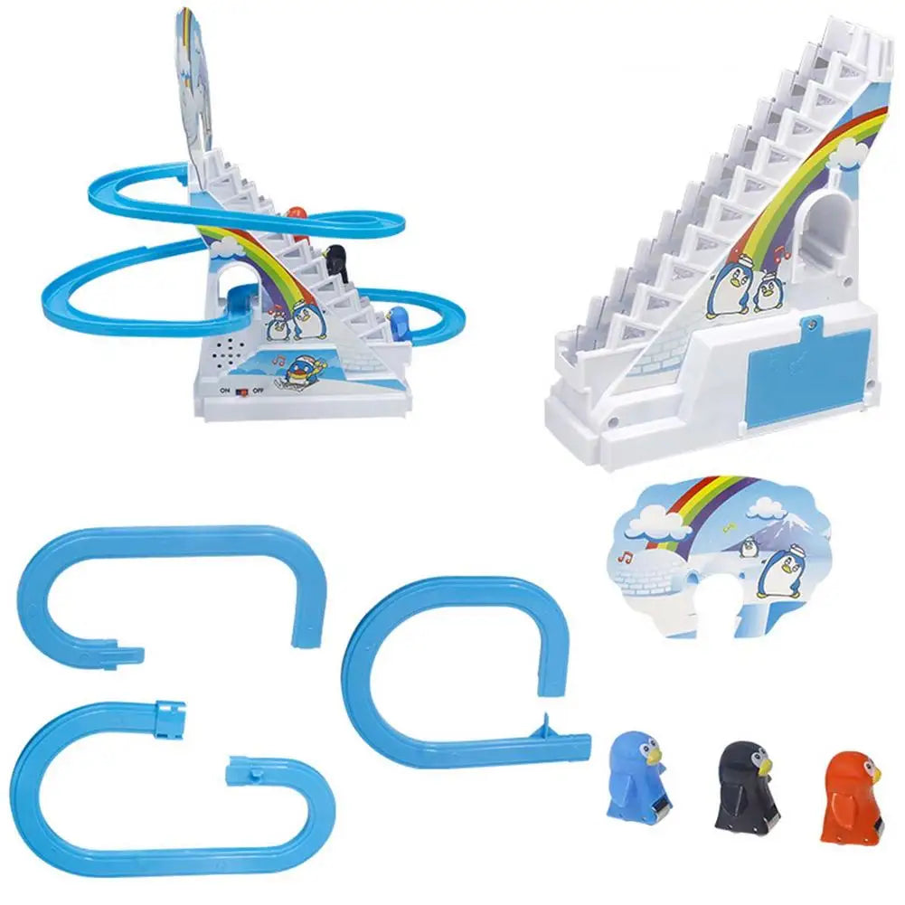 Parent-Child Interaction Puzzle Kids Toy Penguin Slide Electric Railcar With Music