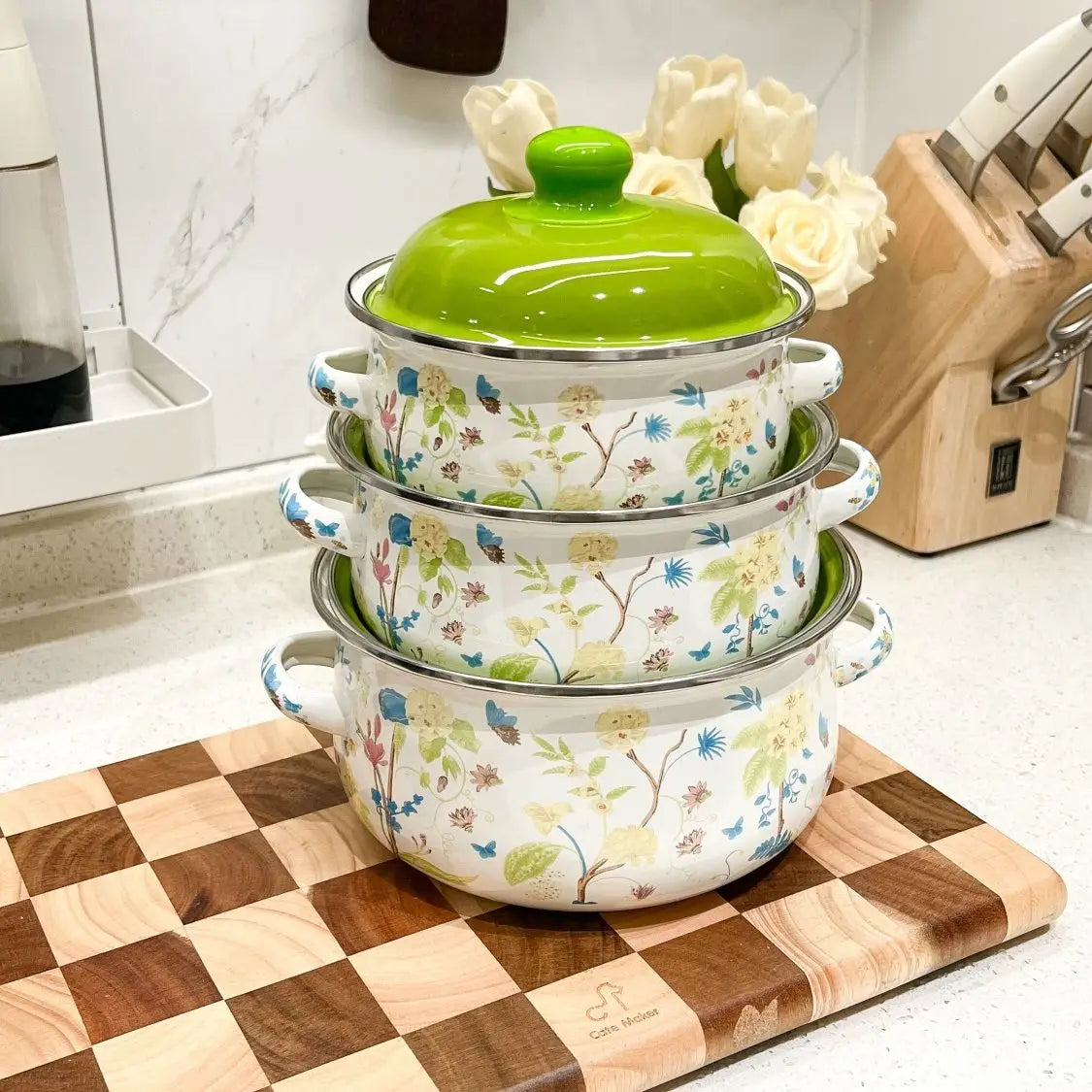 3-piece Set of Thickened Cartoon Enamel Household Cookware