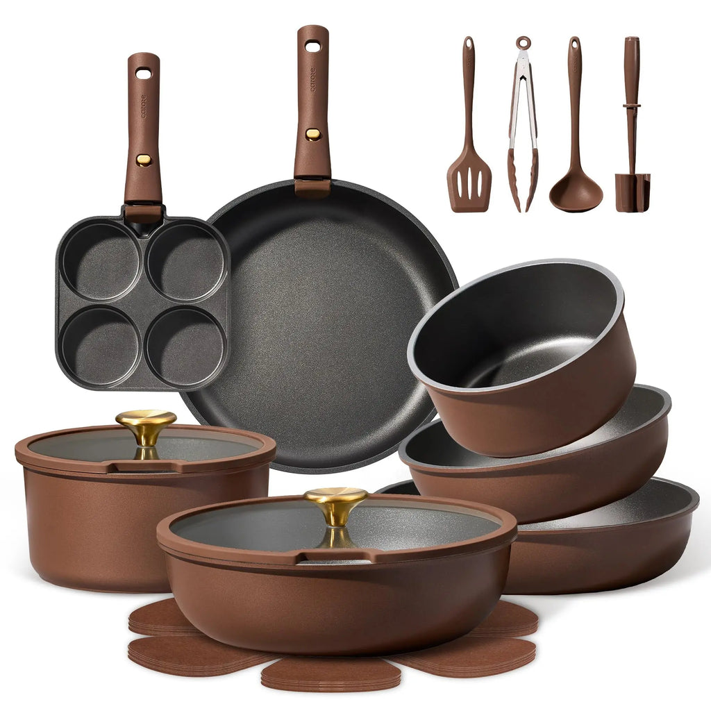 Gold Purple Nonstick pots and pans Cookware Set