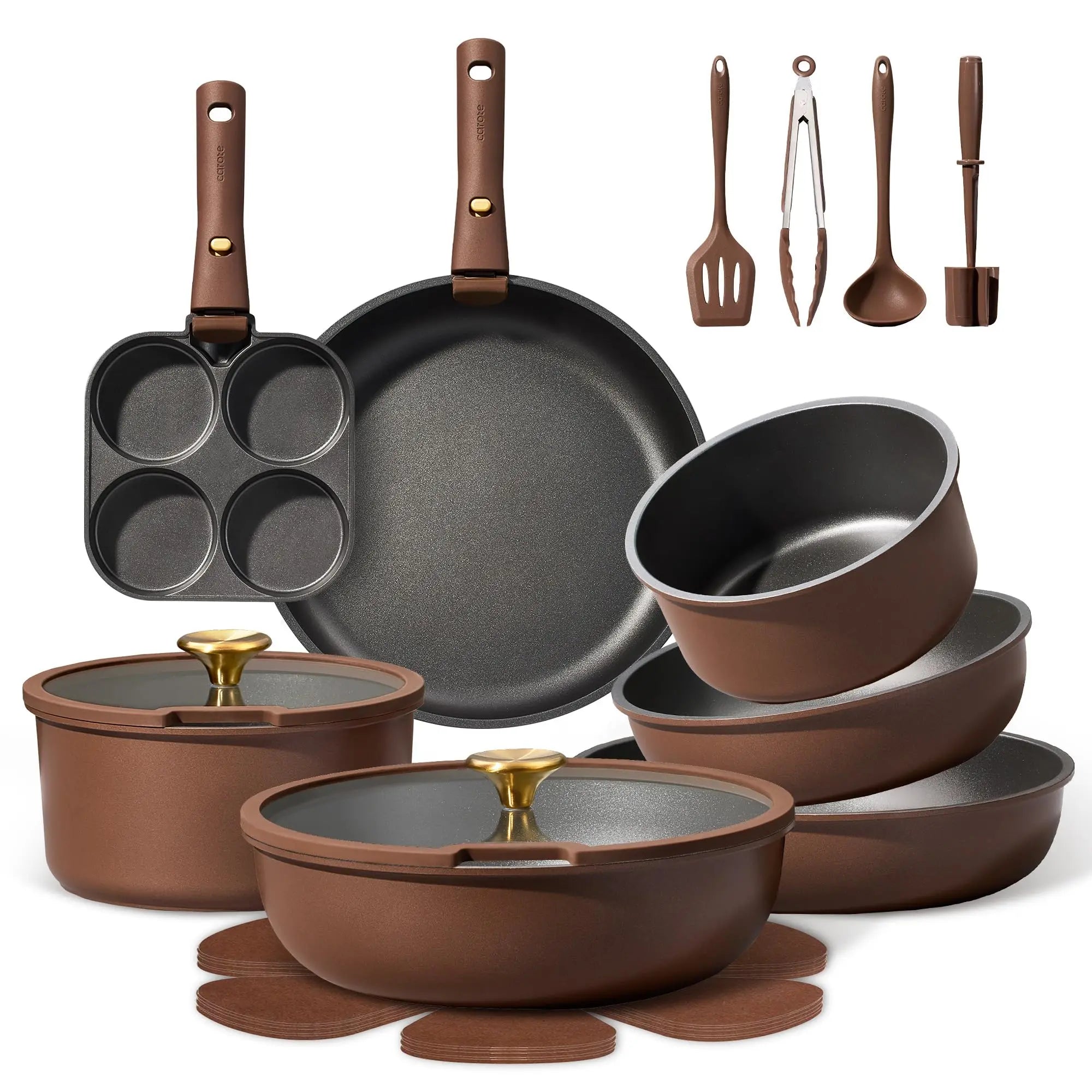 Gold Purple Nonstick pots and pans Cookware Set