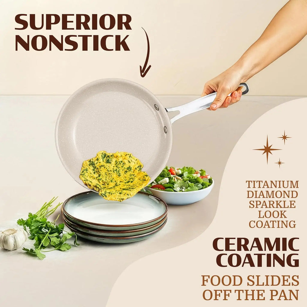 20 Pc Ceramic Nonstick Cookware Set, Complete Pots and Pans with Bakeware