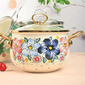 Cookware Enamel Stew Pot Double Handle Classical Flowers Thickened Cooking Pan