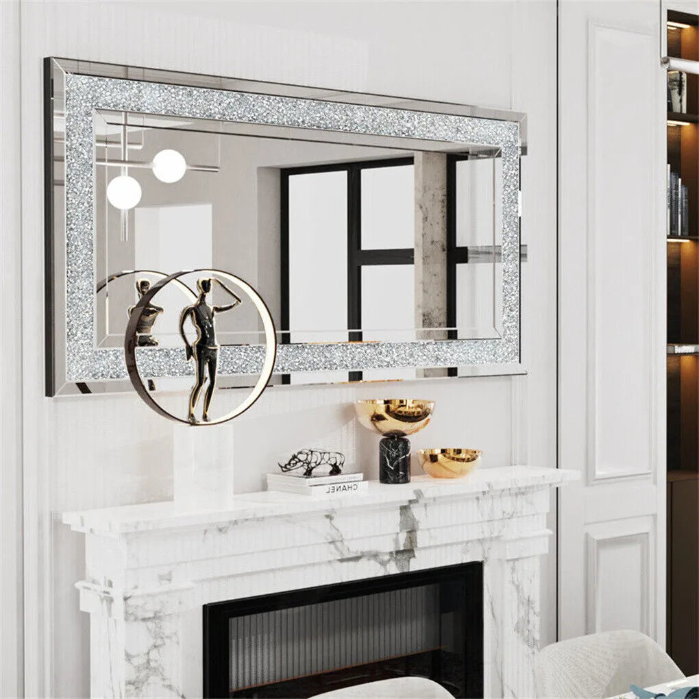 Rectangular Crystal Crush Diamond Wall Mirror