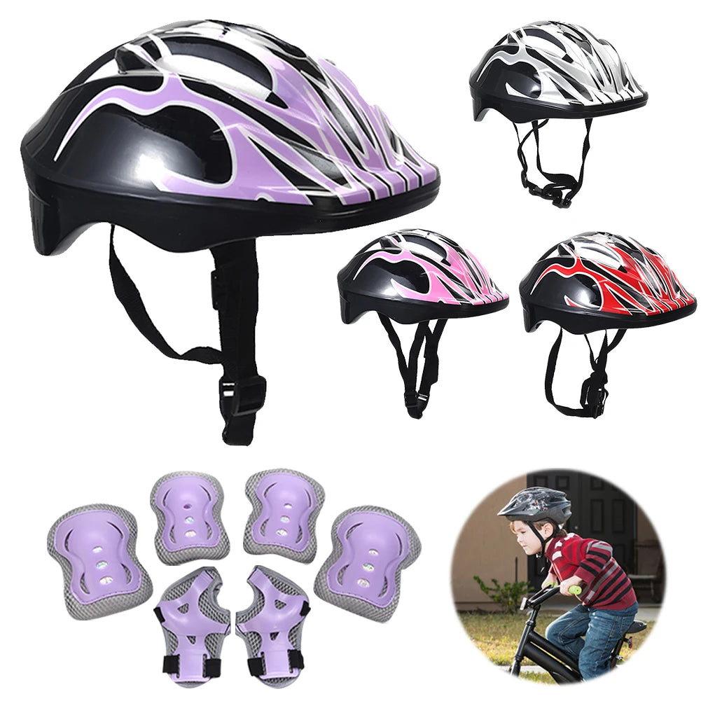 Cycling Children Helmet with Protective Gear Set