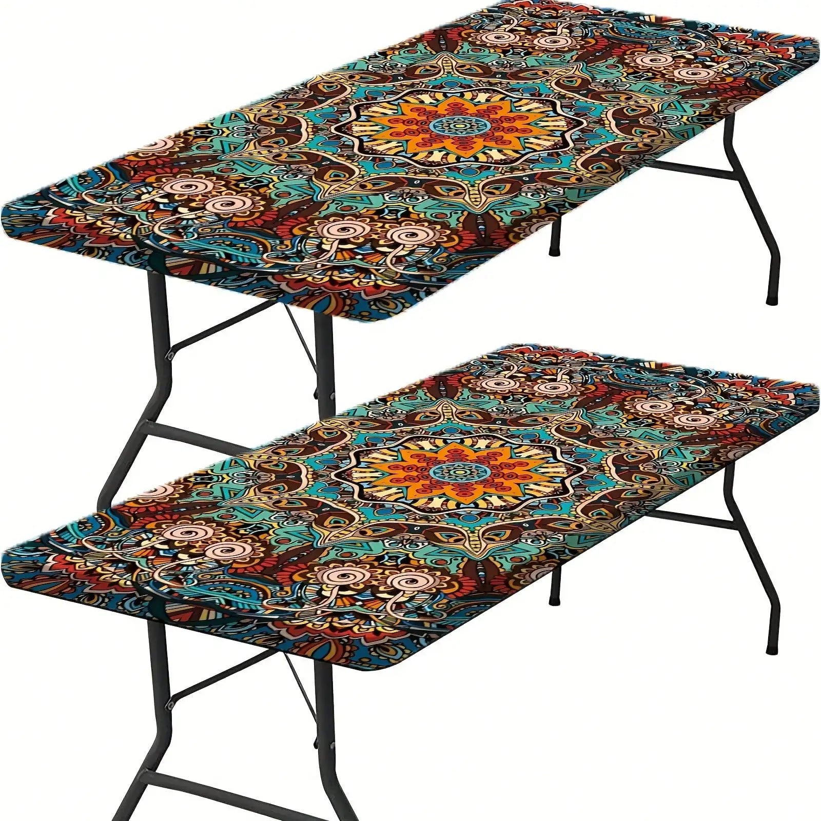 Indoor/Outdoor Picnic Floral Mandala Table Cover