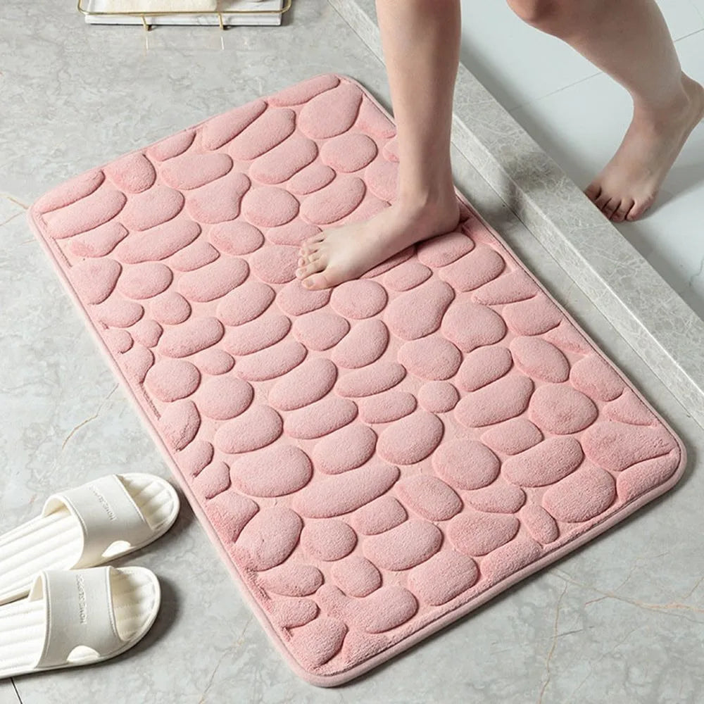 Cobblestone shower door mat