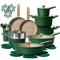Pots and Pans Set Non stick, Cookware Set, 31pcs NonStick Kitchen Set Induction Cookware Non-toxic Cooking Set, Green