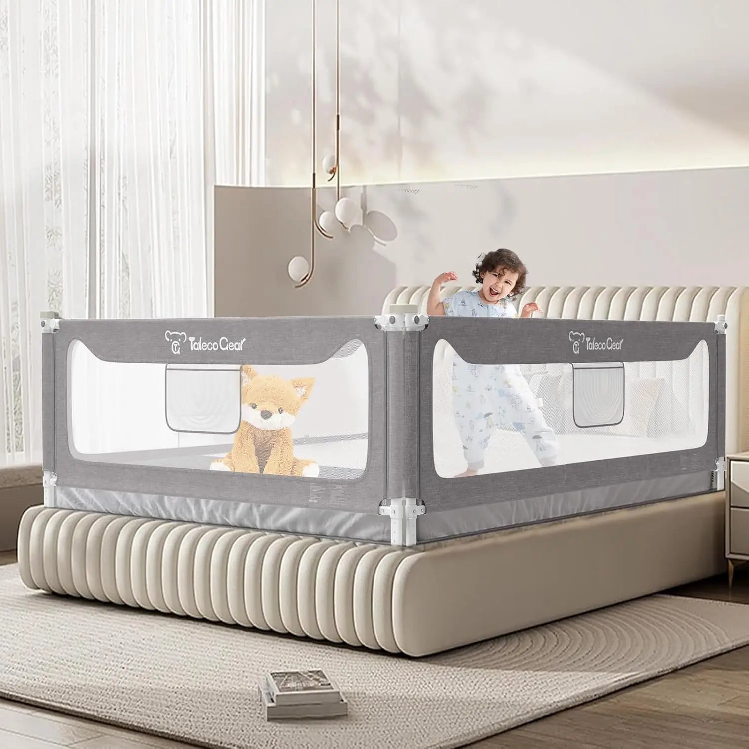 Bed with Safety Side Rails with Child Lock