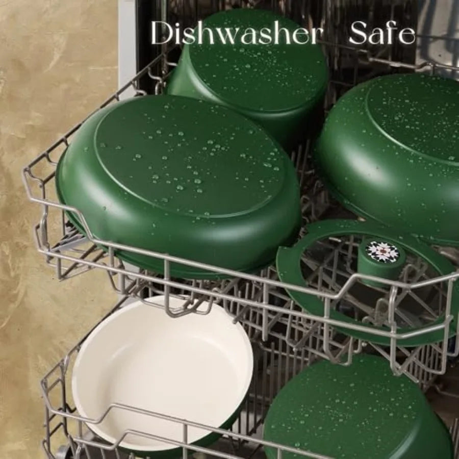 Ceramic Cookware Set, Pots and Pans Set Nonstick, Non-Toxic Cookware Detachable Handle