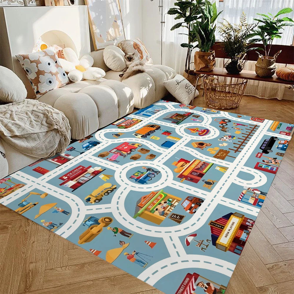 Car Play Mat for Boys and Girls Highway City Traffic Themed