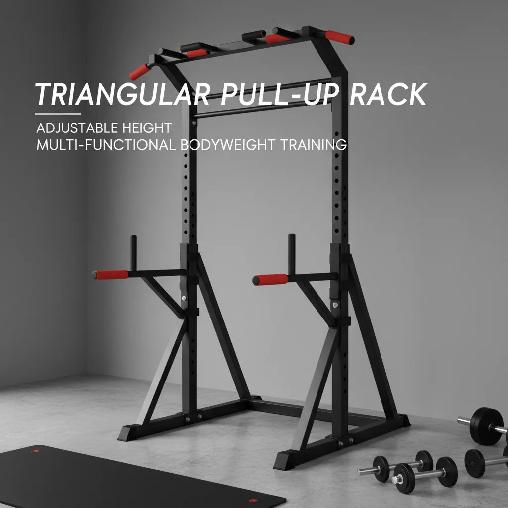 Triangular Pull Up Bar Station 200kg, Height Adjustable 5.74-7.55ft Foldable Power Tower for Home Gym