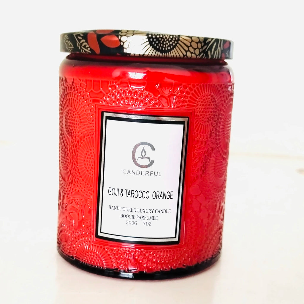 Embossed Glass Scented Soy Wax Candle