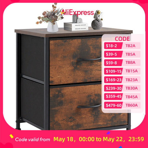 2Fabric Drawers Nightstand