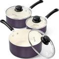 Nonstick Sauce Pan Set with Lid Ceramic Coating Small Saucepan