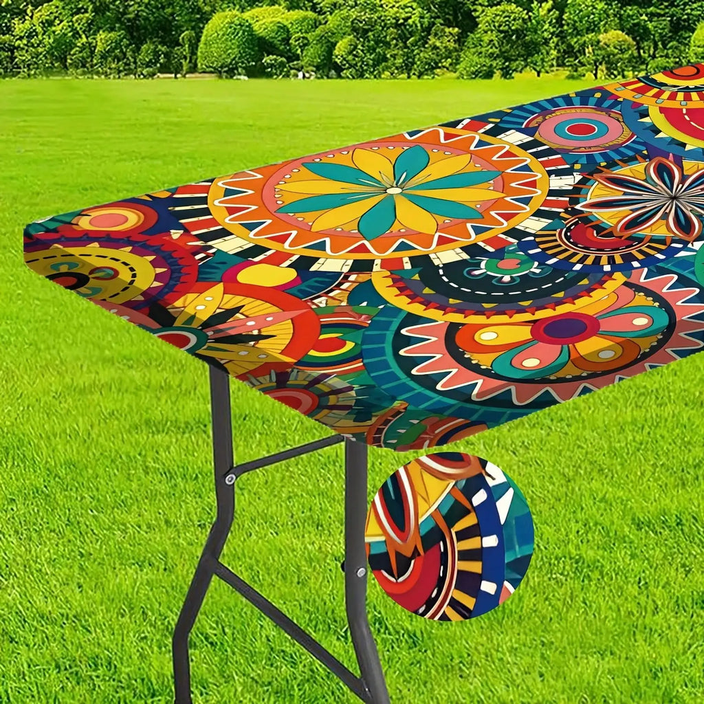 Indoor/Outdoor Picnic Floral Mandala Table Cover