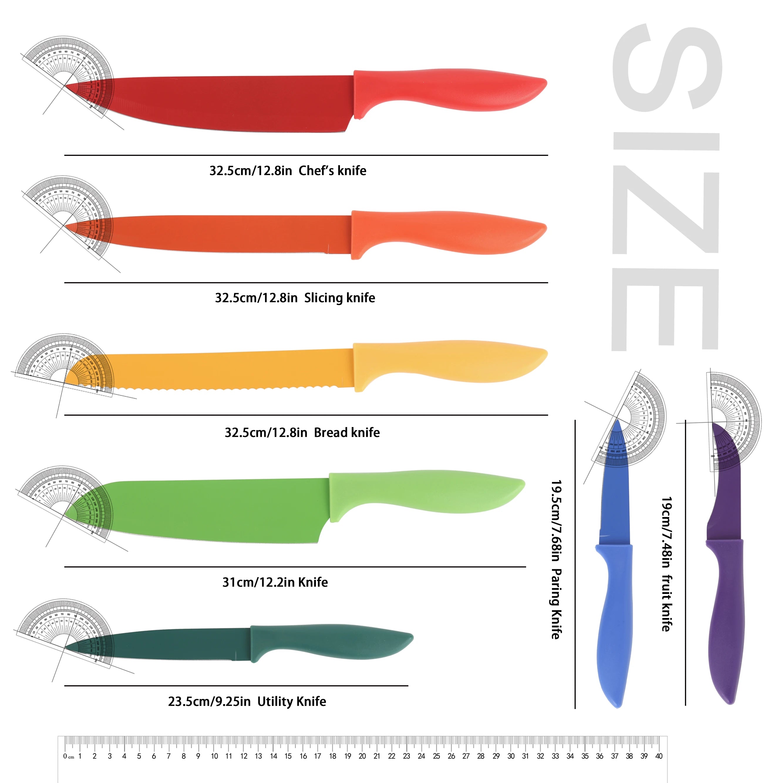 7Pcs Professional Colorful Kitchen Knife Set