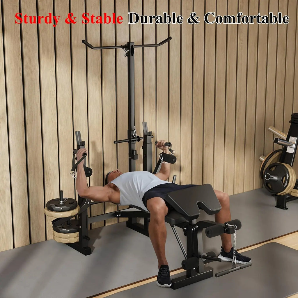 Weight Bench, Foldable Bench Press Set with Leg Extension