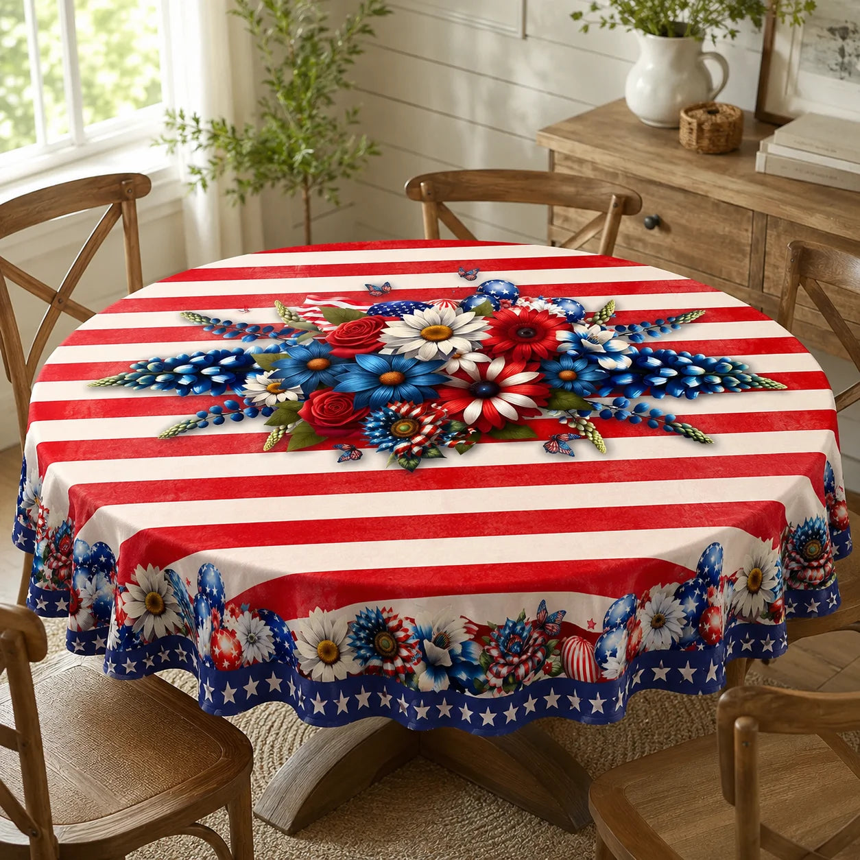Round 4th of July Tablecloth