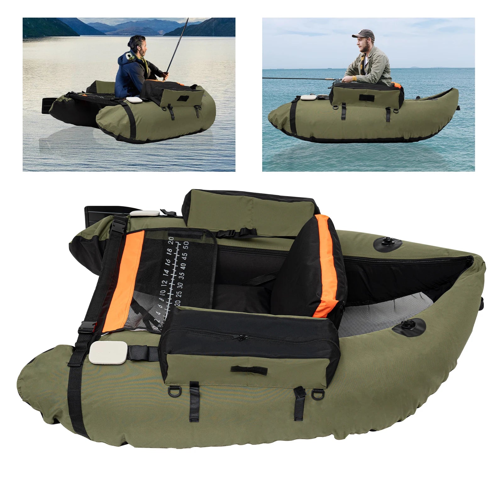 Inflatable Fishing Boat 1-Person Portable Lightweight Dinghy