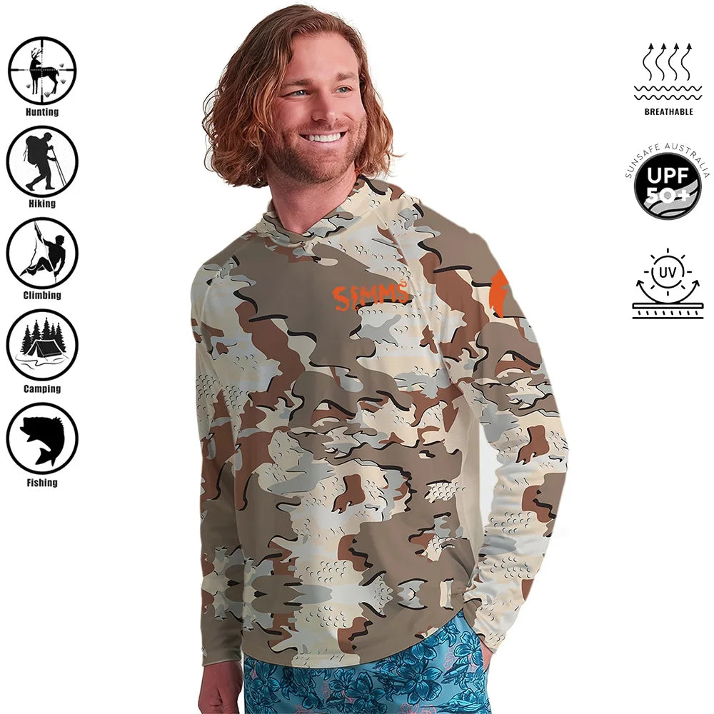 Men's camouflage hooded fishing shirt