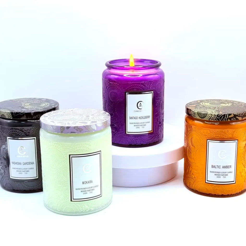 Embossed Glass Scented Soy Wax Candle